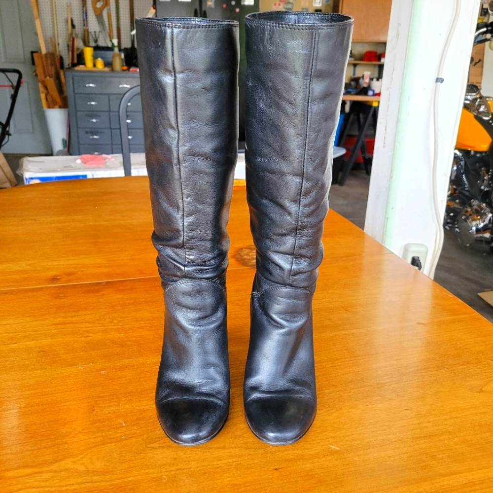 Aldo Black Leather Heeled Boots  - Sz 6